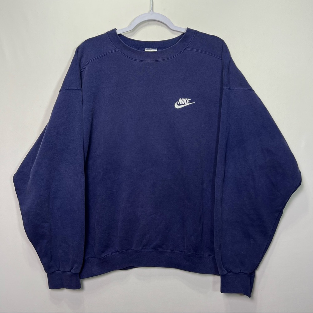 Vintage Nike Embroidered Logo Sweatshirt Mens Large Blue Pullover Crewneck